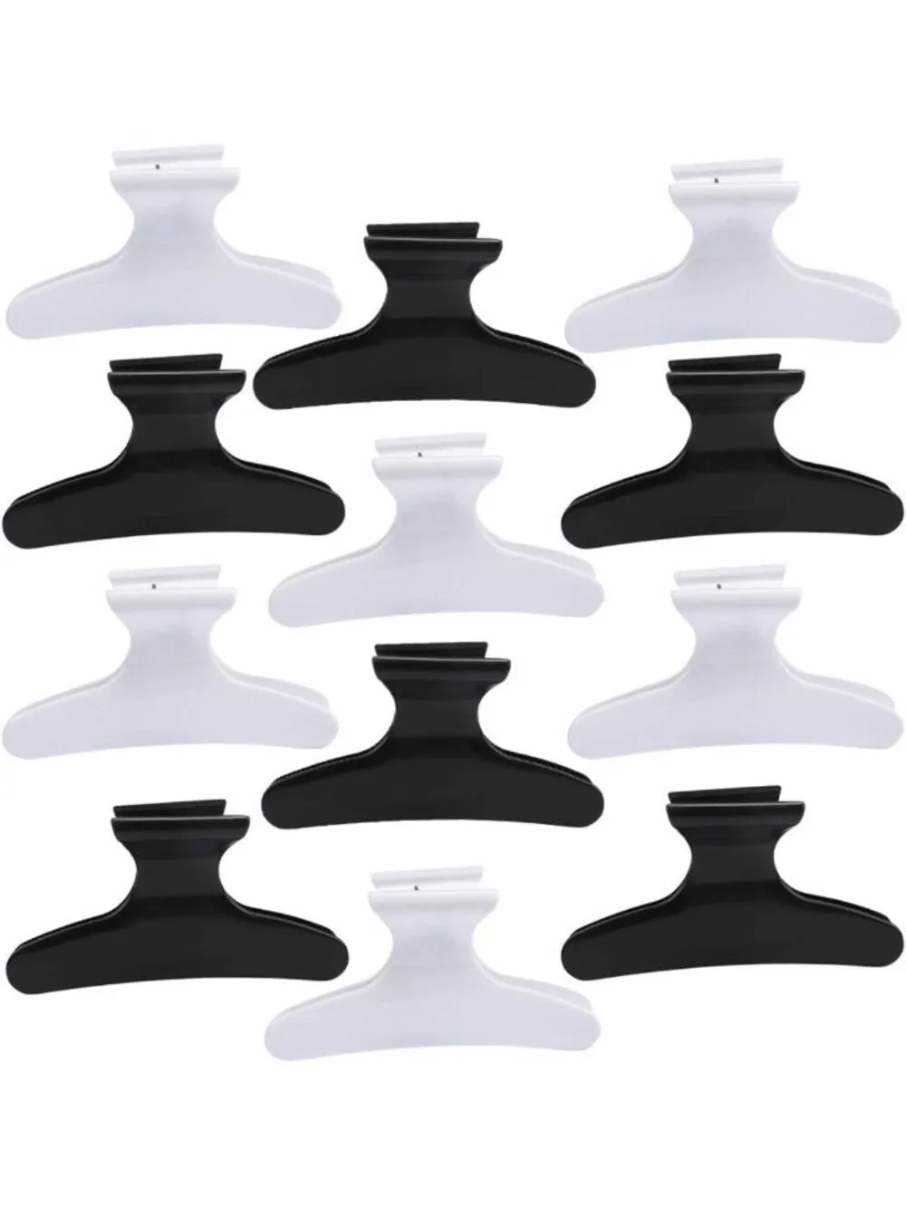 12 Pack Hair Claw Clips - Black & White Butterfly Styling, Sectioning & Cutting